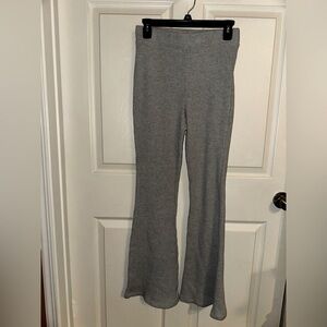 Aerie womens grey waffle knit grey flare pants S fall winter bootcut flare pants